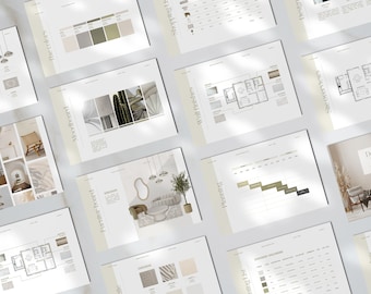 インテリア デザイン テンプレート l インテリア デコレーション クライアント プレゼンテーション l インテリア デザイン プロジェクト l Canva テンプレート l Deco ムードボード