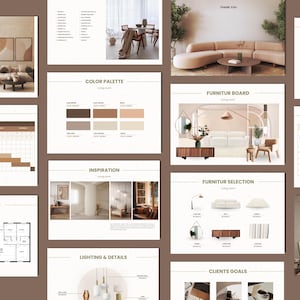Interior Design Template, Project Proposal, Client Presentation, Interior Design Project, Canva Template, Decoration Moodboard, architect