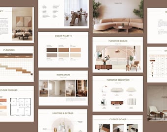 Interior Design Template, Project Proposal, Client Presentation, Interior Design Project, Canva Template, Decoration Moodboard, architect