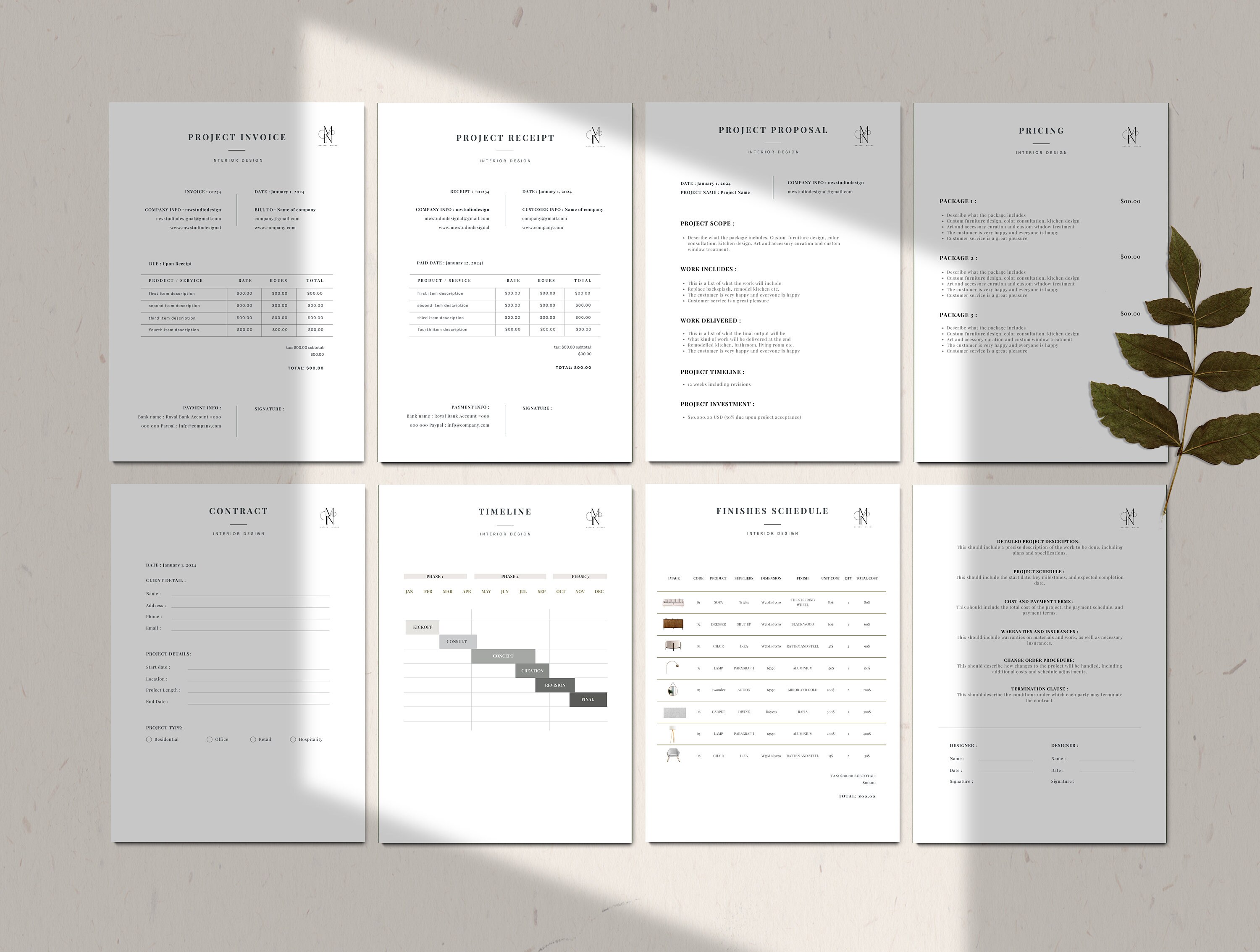 Interior Design Forms Bundle Canva | Interior Designer Templates ...