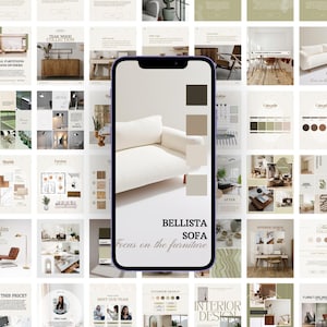 Interior Design Instagram Post Templates, Interior Decoration Posts and Stories, Real Estate Social Media Posts, aesthetics and minimalist