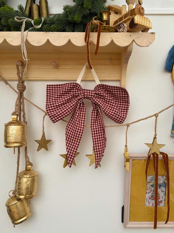 Handmade cottage core Christmas bow | holiday bow wreath