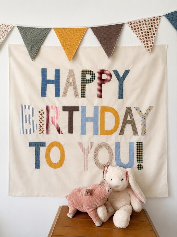 Fabric Happy Birthday Banner | Cottagecore Heirloom Party Decor