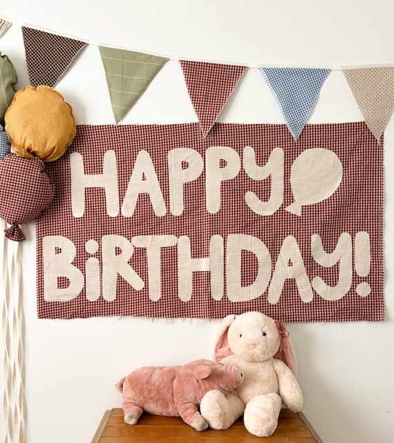 Fabric Happy Birthday Banner | Cottagecore Heirloom Party Decor