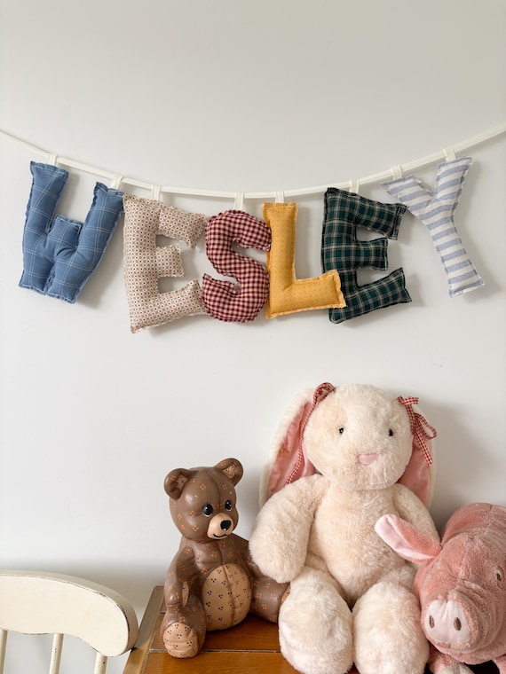 Stuffed Fabric Name Banner | Cottagecore Nursery Decor, Heirloom Playroom Garland