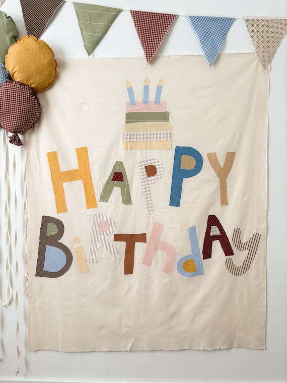 Fabric Happy Birthday Banner | Cottagecore Heirloom Party Decor