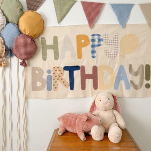 Ballons d'anniversaire en tissu | Décoration de fête champêtre traditionnelle, guirlande pour chambre d'enfant image 5