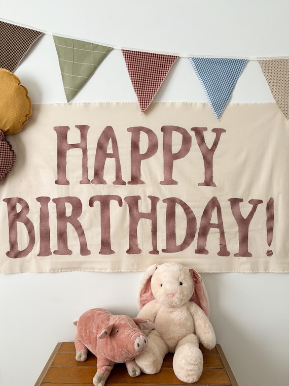 Fabric Happy Birthday Banner | Cottagecore Heirloom Party Decor