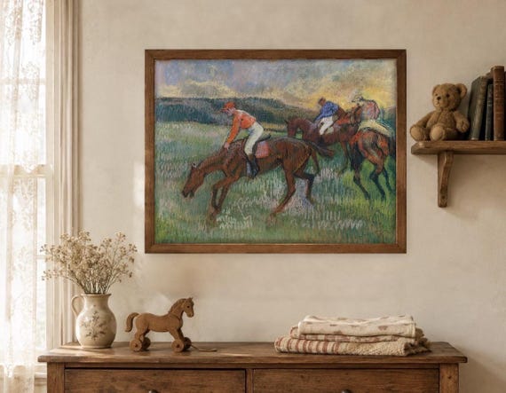 Edgar Degas Jockeys Print, Horse Racing Pastel Art, Equestrian Wall Art, Colorful Horse Painting, Vintage Racehorse Decor, 5x7 8x10 11x14