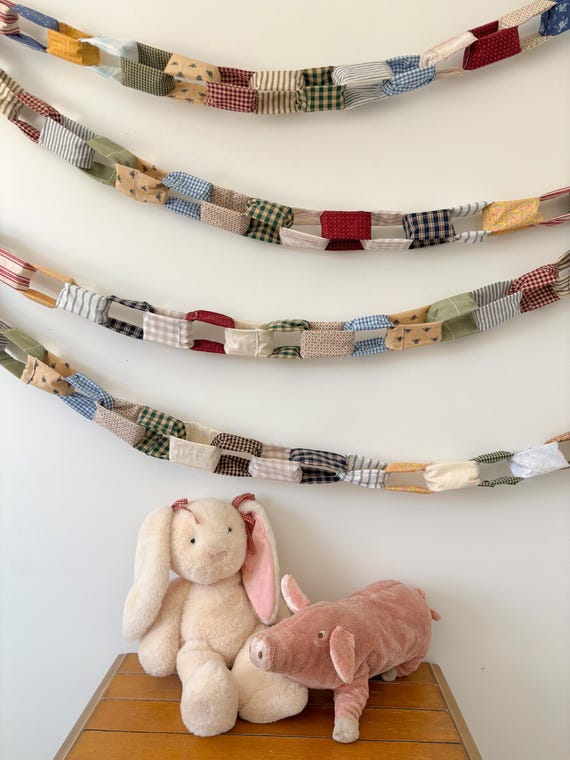 Fabric Paper Chain | Cottage Core Nursery Decor | Whimsical kids playroom decor