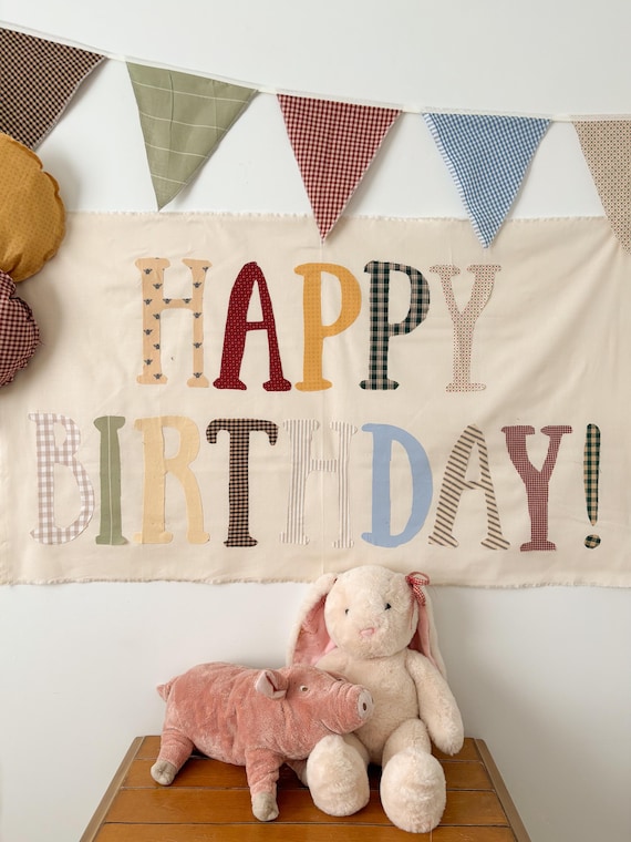 Fabric Happy Birthday Banner | Cottagecore Heirloom Party Decor