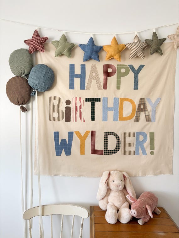 Fabric Happy Birthday Banner | Cottagecore Handmade Garland | Heirloom Party Decor