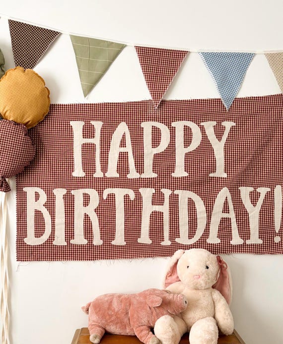Fabric Happy Birthday Banner | Cottagecore Heirloom Party Decor