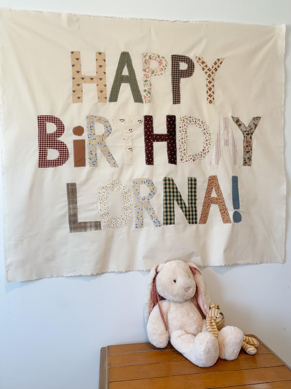 Fabric Happy Birthday Banner | Vintage Garden Style Party Decor