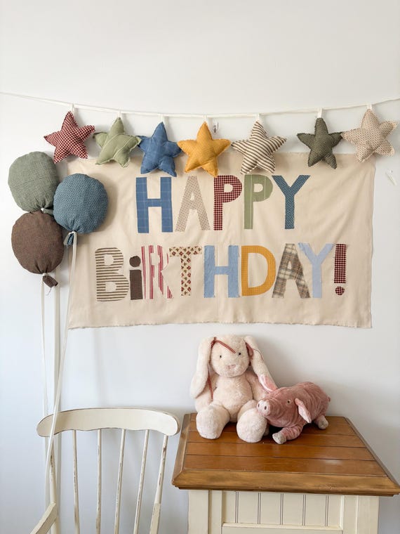 Fabric Happy Birthday Banner | Cottagecore Heirloom Party Decor