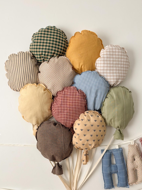 Fabric Birthday Balloons | Heirloom Cottagecore Party Decor, Nursery Garland