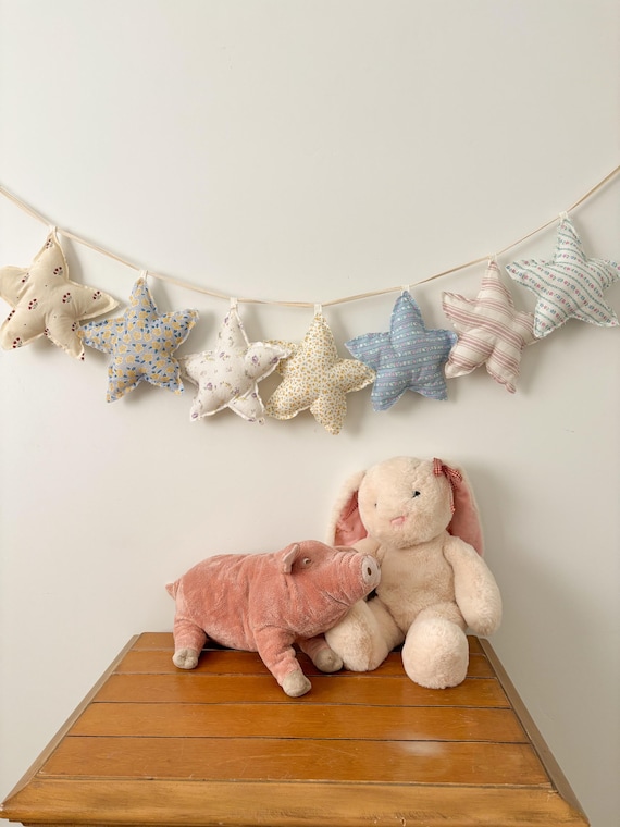 Handmade Cottagecore Star Garland | Vintage Floral Fabric Nursery Decor