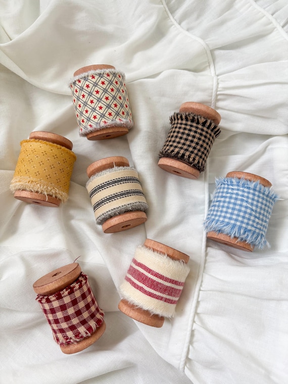 Hand Torn Cotton Ribbon Spool – Rustic Wedding, Gift Wrap, Floral Styling (4 Yards)