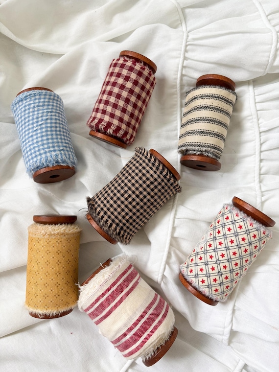 Hand Torn Fabric Ribbon Spool – Rustic Wedding, Gift Wrap, Floral Styling, Cottage Core Decor