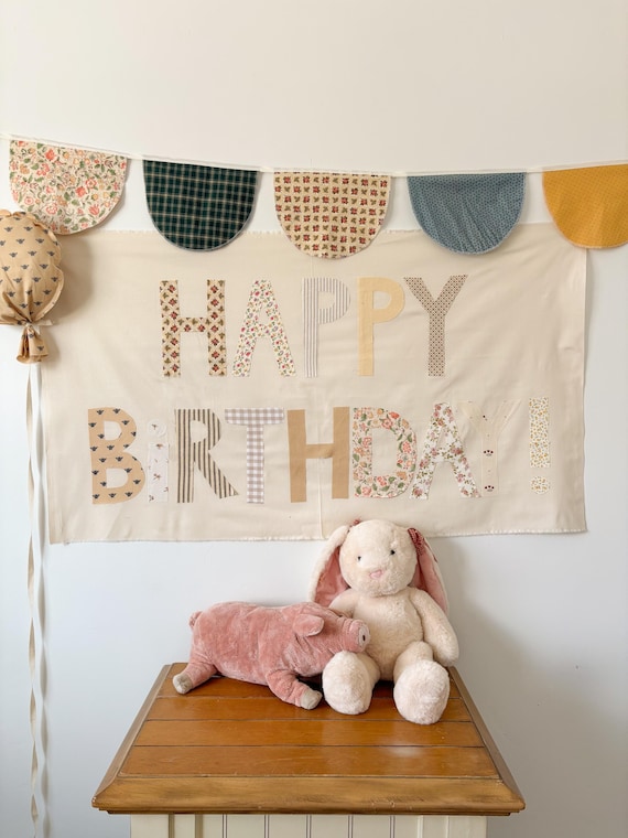 Fabric Happy Birthday Banner | Heirloom Cottagecore Party Decor