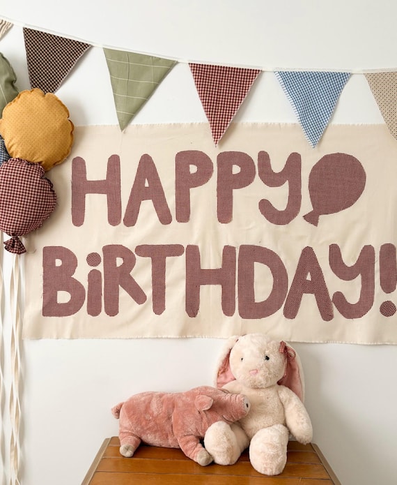 Fabric Happy Birthday Banner | Cottagecore Heirloom Party Decor