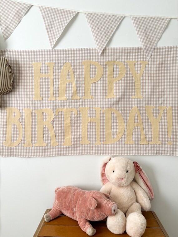 Fabric Happy Birthday Banner | Cottagecore Heirloom Party Decor