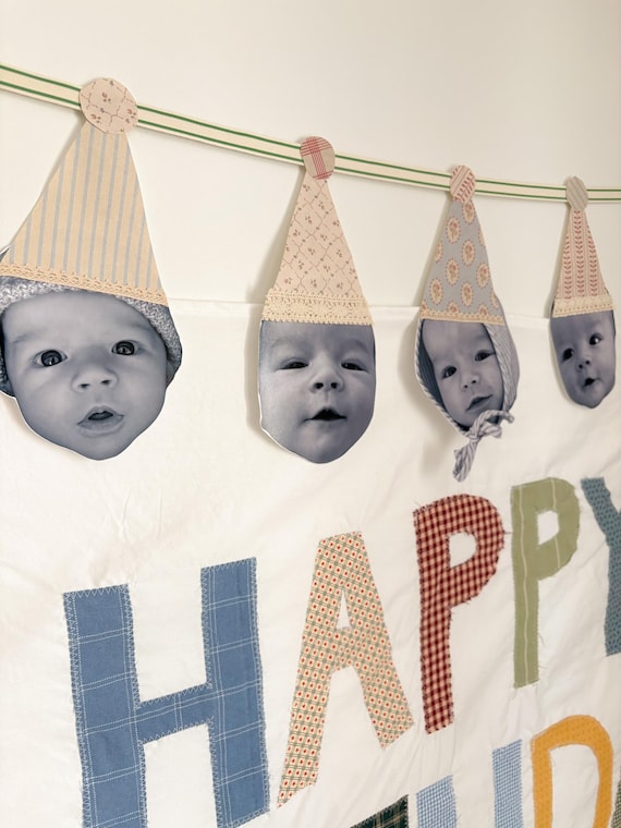 Custom Photo Birthday Garland | Cottagecore Scalloped Bunting Banner