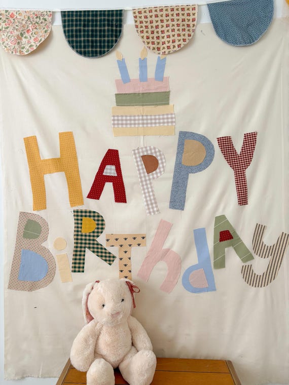 Fabric Happy Birthday Banner | Cottagecore Heirloom Party Decor