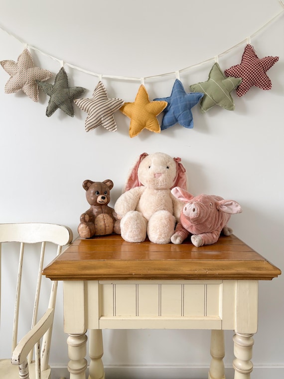 Handmade Cottagecore Star Garland | Vintage Fabric Nursery Decor | Baby Room Banner