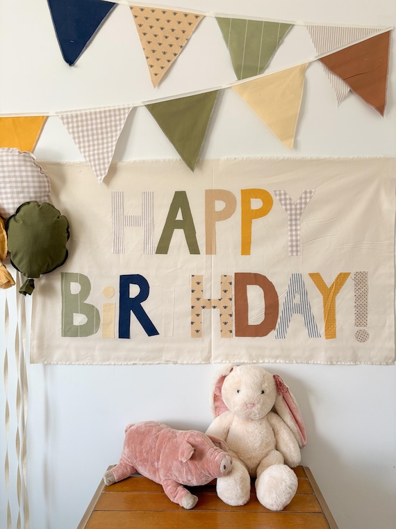 Fabric Happy Birthday Banner | Cottagecore Heirloom Party Decor