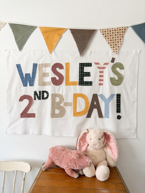 Handmade Patchwork Birthday Banner | Custom Fabric Appliqué Party Decor