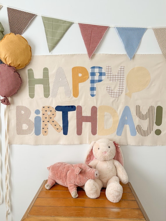 Fabric Happy Birthday Banner | Cottagecore Heirloom Party Decor