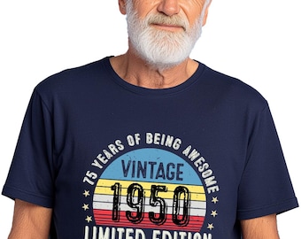 1950 75th Birthday T-Shirt | Funny 75th Gifts for Him, Gifts for Him | Classic 75th T-Shirt for Men