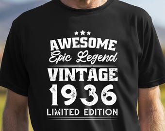Maglietta per il 90° compleanno 1936, T-shirt vintage 1936, fantastico regalo epico leggendario, edizione limitata, nato nel 1936, maglietta unisex