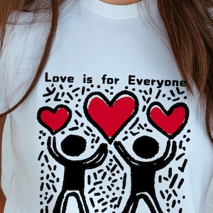 Keith Haring Inspired T-Shirt - Love and Kiss Pop Art Tee, Perfect Valentine Gift
