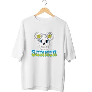Schädel mit Blumen bedrucken T-Shirt, Damen Floral Skull Shirt, Unisex Sugar Skull Fashion T-Shirt