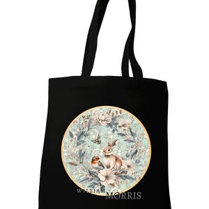 William Morris Botanical Tote Bag – Rabbit & Bird Canvas Art Tote, Gift for Her, Eco-Friendly William Morris Print