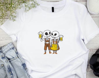 Oktoberfest Funny Skeletons T-Shirt, Beer Festival Shirt, Group Drinking Team Tee, German Beer Lover Shirt, Cheers Halloween Ghosts Shirt