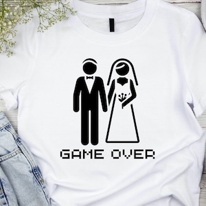 Funny Groom Shirt – Game Over Wedding T-Shirt – Bachelor Party Tee for Men – Just Married Gift – Husband Shirt – Wedding Humor