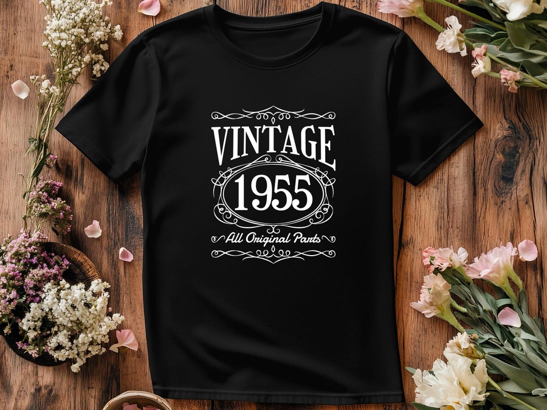 70th Birthday T-Shirt For Men - Vintage 'Original Parts 1955' Retro Design