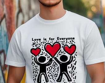 Camiseta inspirada em Keith Haring – O amor é para todos - Camiseta Pop Art