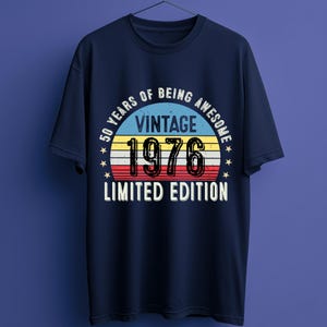 Vintage 1976 50th Birthday T-Shirt | Funny Gift for Dad image 3