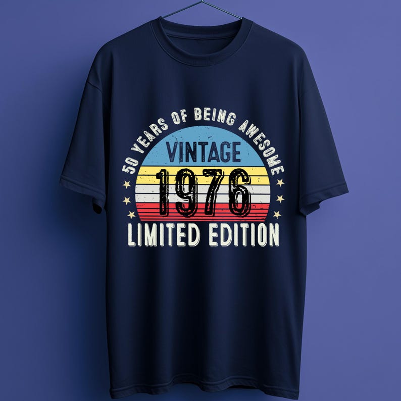 Vintage 1976 50th Birthday T-Shirt | Funny Gift for Dad image 3