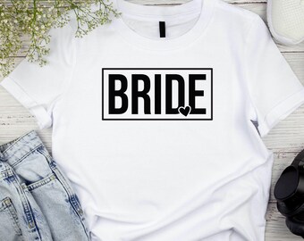 Bride Shirt with Heart – Wedding T-Shirt – Bride to Be Tee – Bachelorette Party Shirt – Bridal Shower Gift – Future Mrs Shirt