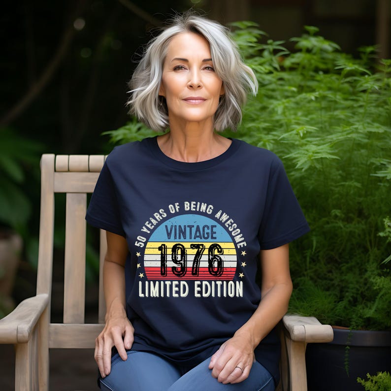 Vintage 1976 50th Birthday T-Shirt | Funny Gift for Dad image 2