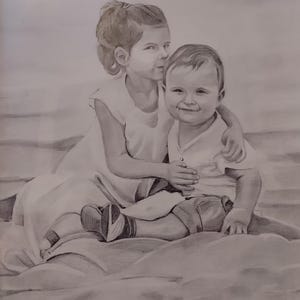 Portrait of children on hand pencil photography. Made to order. art Souvenir gift artwork decoration paint painting