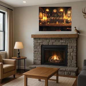 Vintage Irish Pub Wall Art – Cozy Rustic Bar Interior Print, Warm ...