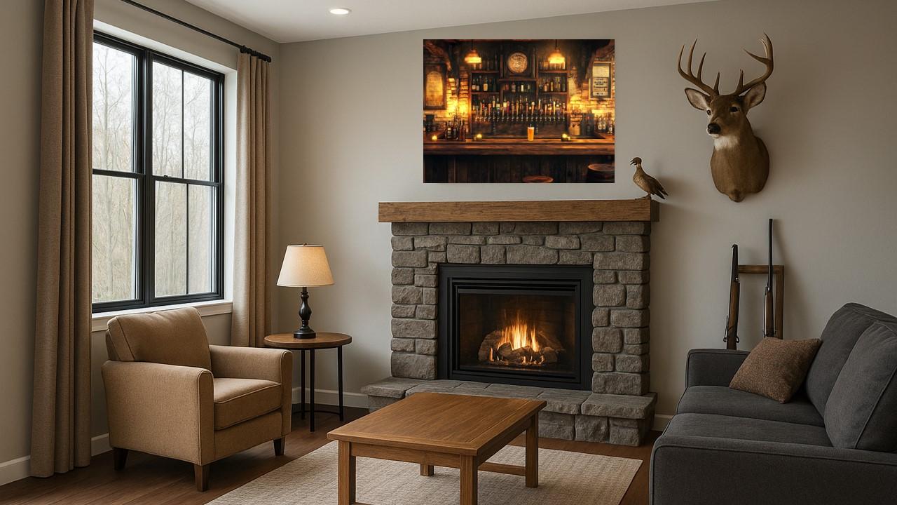 Vintage Irish Pub Wall Art – Cozy Rustic Bar Interior Print, Warm ...