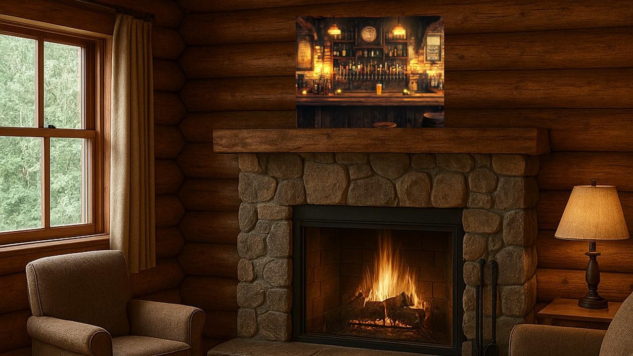 Vintage Irish Pub Wall Art – Cozy Rustic Bar Interior Print, Warm ...