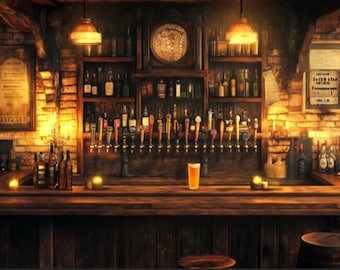 Vintage Irish Pub Wall Art – Cozy Rustic Bar Interior Print, Warm Tavern Decor, Whiskey Barroom Artwork, Celtic Pub Painting for Home or bar